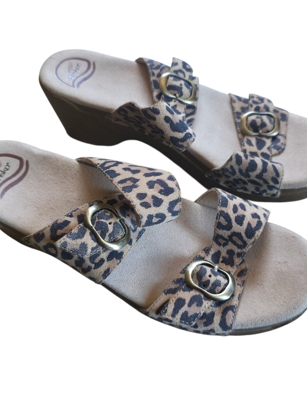 Dansko Leopard Print Double Buckle Wedge Sandals Size 42 - Picture 5 of 10